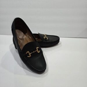 Jay Butler Black Leather Loafers with Gold Detail Sz.8,5